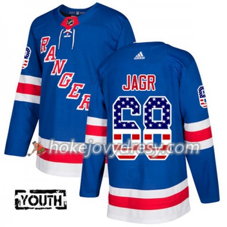 Dětské Hokejový Dres New York Rangers Jaromir Jagr 68 2017-2018 USA Flag Fashion Modrá Adidas Authentic